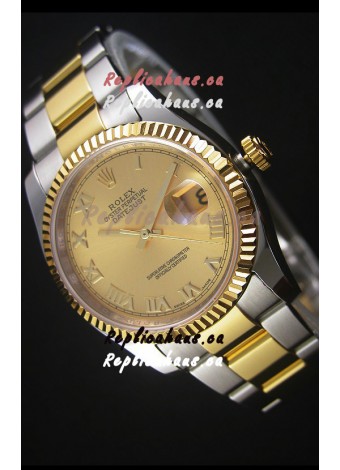 Rolex Datejust Replica Japanese Watch - Two Tone Plating with Gold Dial in 36MM Casing
