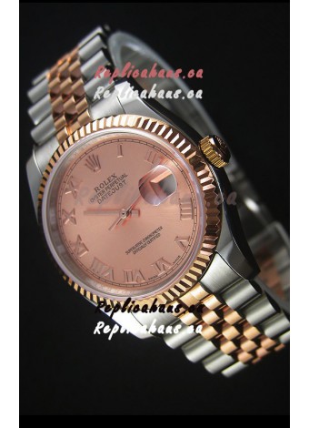 Rolex Datejust Replica Japanese Watch - Two Tone Rose Gold Plating with Champange Dial in 36MM Casing