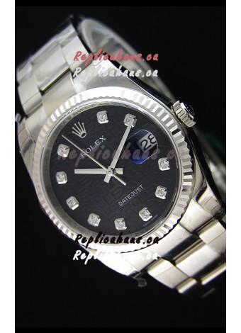 Rolex Datejust Japanese Replica Watch - Black Dial in 36MM with Oyster Strap