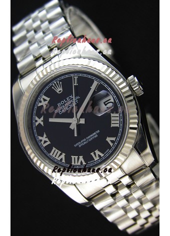 Rolex Datejust Japanese Replica Watch - Black Dial in 36MM with Jubilee Strap