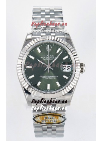 Rolex Super Clone Datejust ETA 2688 Movement 31MM Stainless Steel Case Green Dial Watch