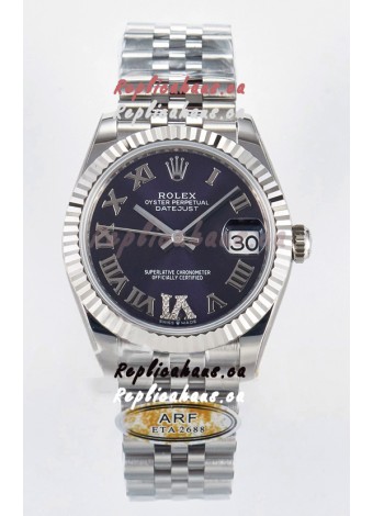 Rolex Super Clone Datejust ETA 2688 Movement 31MM Stainless Steel Purple Roman Dial Watch 
