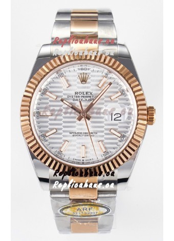 Rolex Super Clone Datejust ETA 3235 Movement 41MM Two Tone Rose Gold Plating Fluted Dial Watch