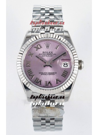 Rolex Super Clone Datejust ETA 2688 Movement 31MM Stainless Steel Pink Roman Dial Watch 