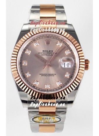 Rolex Super Clone Datejust ETA 3235 Movement 41MM Two Tone Rose Gold Plating Champange Dial Watch