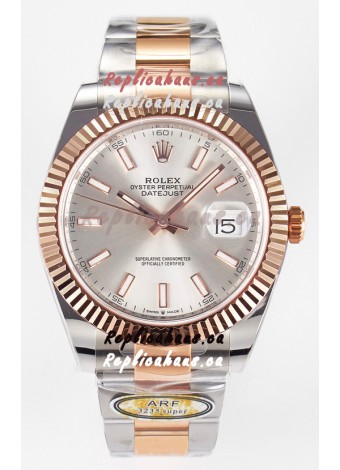 Rolex Super Clone Datejust ETA 3235 Movement 41MM Two Tone Rose Gold Plating Steel Dial Watch