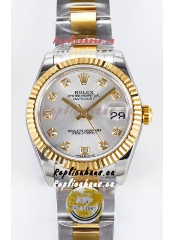 Rolex Super Clone Datejust ETA 2688 Movement 31MM Two Tone Yellow Gold Swiss Silver Dial