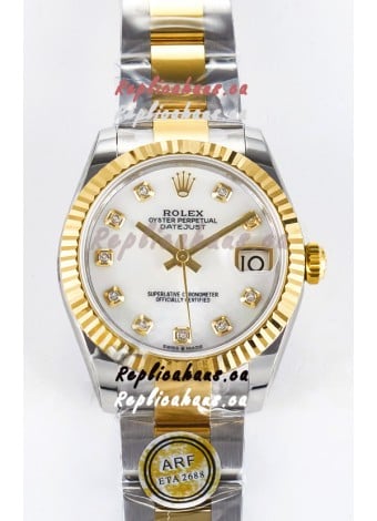 Rolex Super Clone Datejust ETA 2688 Movement 31MM Two Tone Yellow Gold Swiss Pearl Dial