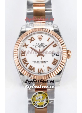 Rolex Super Clone Datejust ETA 2688 Movement 31MM Two Tone Rose Gold Swiss White Dial
