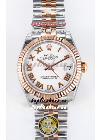 Rolex Super Clone Datejust ETA 2688 Movement 31MM Two Tone Rose Gold Swiss White Dial