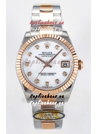 Rolex Super Clone Datejust ETA 2688 Movement 31MM Two Tone Rose Gold White Dial