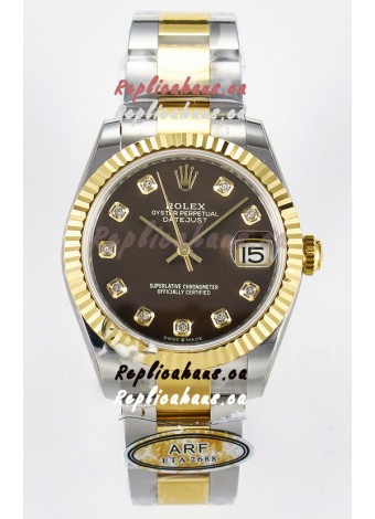 Rolex Super Clone Datejust ETA 2688 Movement 31MM Two Tone Yellow Gold Brown Dial 