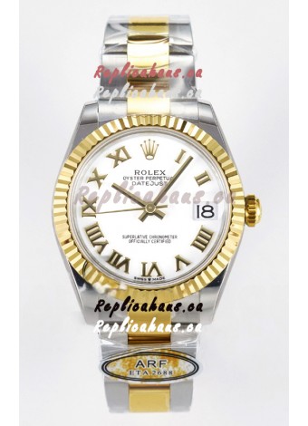 Rolex Super Clone Datejust ETA 2688 Movement 31MM Two Tone Yellow Gold Watch White Dial