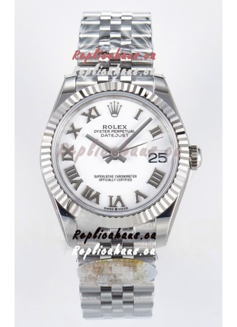 Rolex Super Clone Datejust ETA 2688 Movement 31MM Stainless Steel White Roman Dial Watch 