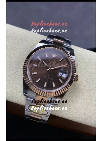 Rolex Datejust 126331 41MM ETA3235 72 Hours Power Brown Dial Oyster 1:1 Mirror Replica in Rose Gold 904L Steel