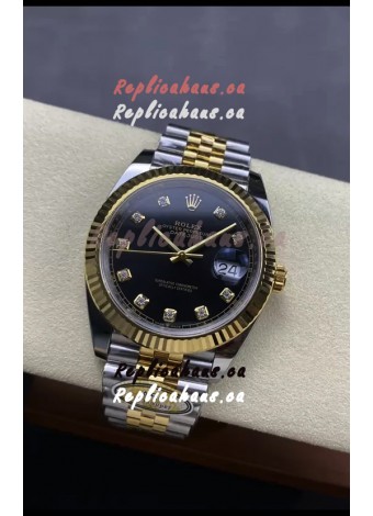 Rolex Datejust M126333 41MM ETA3235 72 Hours Power Black Diamonds Dial Jubilee 1:1 Mirror Replica Yellow Gold 904L Steel