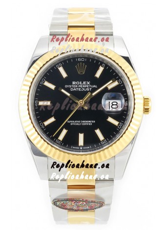 Rolex Datejust M126333 41MM ETA3235 72 Hours Power Black Dial Oyster 1:1 Mirror Replica Yellow Gold 904L Steel