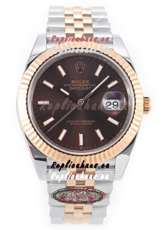 Rolex Datejust M126333 41MM ETA3235 72 Hours Power Brown Dial Jubilee 1:1 Mirror Replica Rose Gold 904L Steel