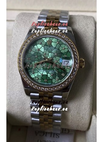 Rolex Datejust M278383RBR 31MM Swiss Replica Two Tone Yellow Gold - Floral Motif Dial 1:1 Mirror Quality