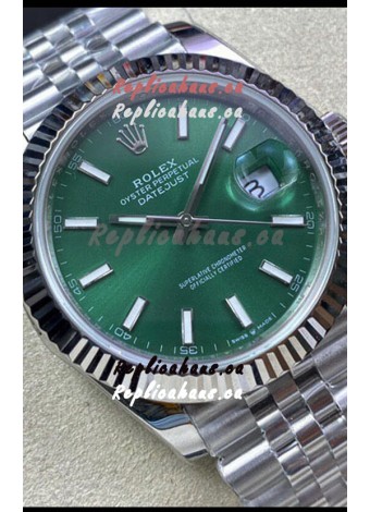 Rolex Datejust 41MM 126334 Swiss Replica in 904L Steel in Green Dial - 1:1 Mirror Replica