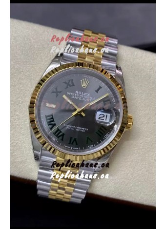 Rolex Datejust 36MM Cal.3135 Movement Swiss Replica Watch in 904L Steel Two Tone Grey Dial