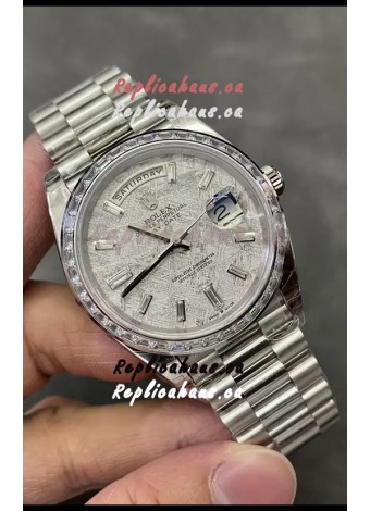 Rolex Day Date Presidential Stainless Steel Meteorite Dial Watch 40MM - 1:1 Mirror Quality