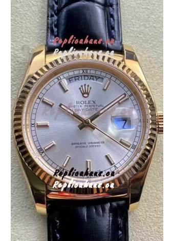 Rolex Day Date Yellow Gold Casing Watch in Steel Dial 36MM - 1:1 Mirror Quality 