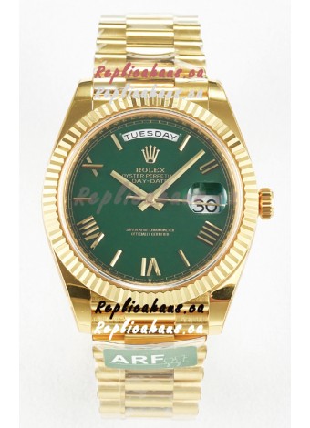 Rolex Day Date Super Clone 18K Yellow Gold Watch 40MM - Green Dial 1:1 Mirror Quality