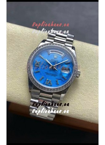 Rolex Day Date Turquoise Set 18K Stainless Steel Watch 36MM - 1:1 Mirror Replica Watch 