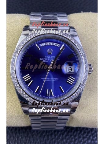 Rolex Day Date M228206-0015 904L Steel 40MM - Blue Dial 1:1 Mirror Replica
