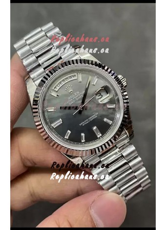 Rolex Day Date Presidential Stainless Steel Grey Pearl Dial Watch 40MM - 1:1 Mirror Quality