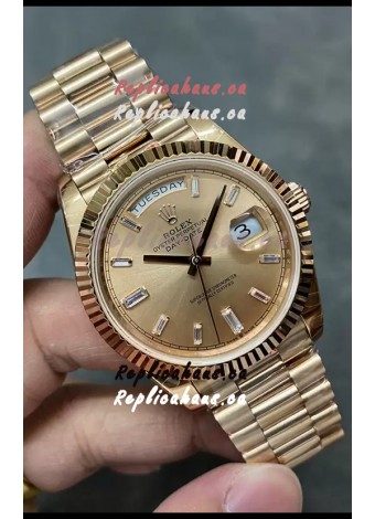 Rolex Day Date 40MM 228235 Rose Gold in Gold Dial 1:1 Mirror Replica Watch
