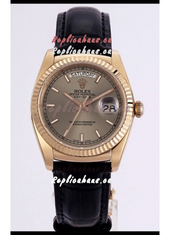 Rolex Day Date Rose Gold 904L Steel Casing Watch in Gold Dial 36MM - 1:1 Mirror Quality
