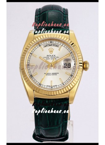 Rolex Day Date Yellow Gold 904L Steel Casing Watch in Steel Dial 36MM - 1:1 Mirror Quality