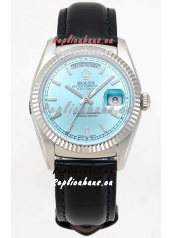 Rolex Day Date 904L Steel Casing Watch in Ice Blue Dial 36MM - 1:1 Mirror Quality