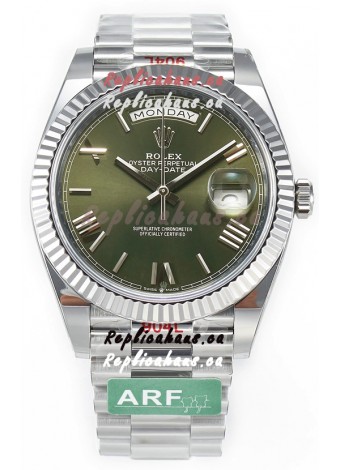 Rolex Day Date Presidential Stainless Steel Green Dial Watch 40MM - 1:1 Mirror Quality