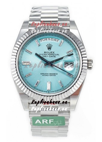 Rolex Day Date 904L Stainless Steel Tiffany Blue Diamonds Dial Watch 40MM - 1:1 Mirror Quality