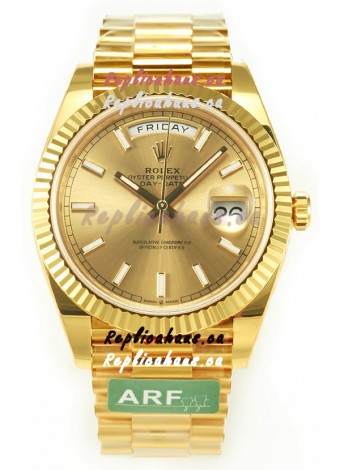 Rolex Day Date Presidential 18K Yellow Gold Watch 40MM - Gold Stick Dial 1:1 Mirror Quality