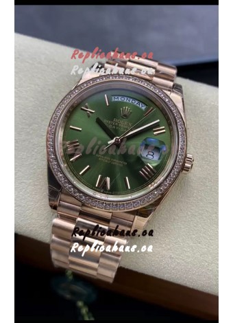 Rolex Day Date Presidential 18K Rose Gold Watch 40MM - Olive Green Dial 1:1 Mirror Quality