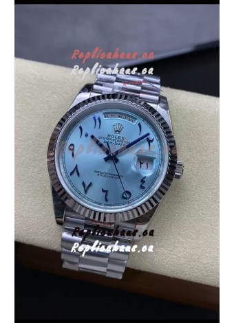 Rolex Day Date Presidential Stainless Steel ICE Blue Arab Dial Watch 40MM - 1:1 Mirror Quality