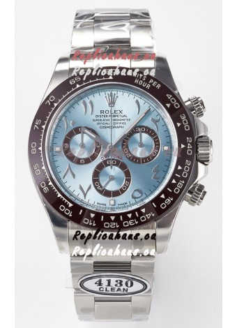 Rolex Daytona Super Clone ICE Blue Dial Diamonds Bezel Cal.4130 Movement - 904L Steel Watch