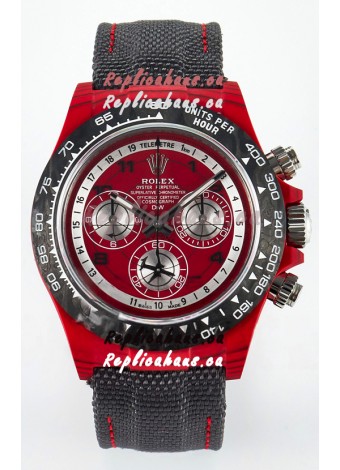 Rolex Daytona Edition Watch in Red Dial Red Carbon Casing 1:1 Mirror Replica