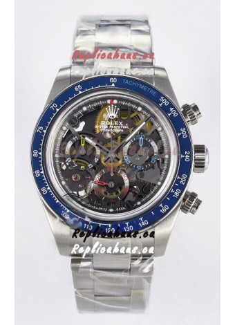 Rolex Daytona Super Clone Artisans De Geneve Stainless Steel Watch Blue Bezel Skeleton Watch 