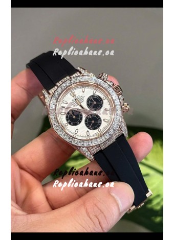 Rolex Daytona Super Clone White Gold Casing Meteorite Dial Cal.4131 Movement Watch Custom Sapphires Bezel