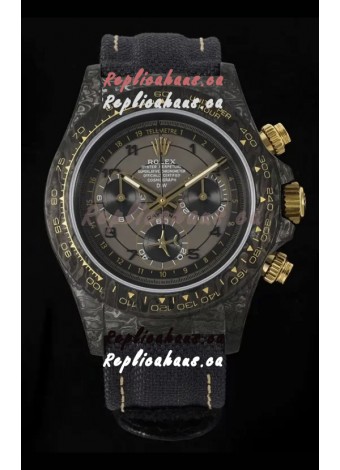 Rolex Daytona Super Clone Watch in Grey Dial Grey Carbon Casing 1:1 Mirror Replica