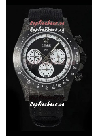Rolex Daytona Super Clone DiW Paul Newman Carbon Edition Watch - Forged Carbon Casing Black Strap 1:1 Mirror Replica