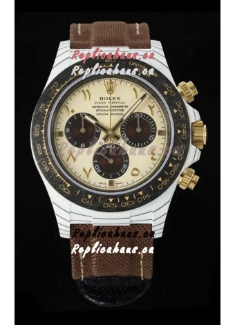 Rolex Daytona Super Clone DiW Desert Eagle Arabic Edition Watch - White Cabon Casing 1:1 Mirror Replica