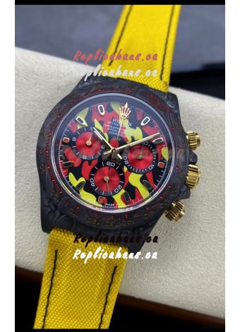 Rolex Daytona DiW Military Yellow Edition Watch - Forged Cabon Casing 1:1 Mirror Replica