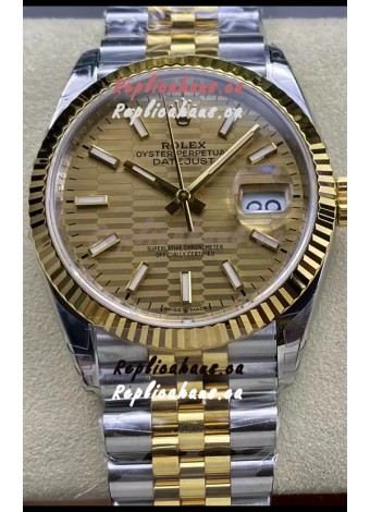 Rolex Datejust Cal.3235 Movement 1:1 Mirror Replica 904L Steel 36MM - Gold Fluted Motif Dial