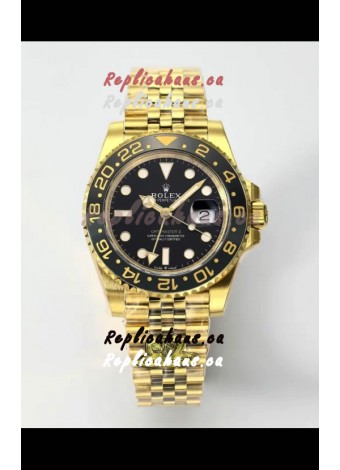 Rolex GMT Masters II Super Clone M12718 Yellow Black Dial Swiss Replica Watch 